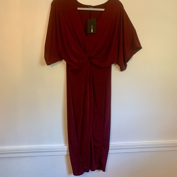 Midi Knot Dress - Burgundy Size 1X - Picture 2 of 9